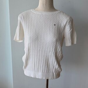 White Cable Knit Short Sleeve Tommy Hilfiger Sweater